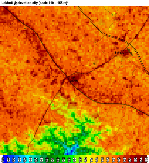 Lakhnā elevation map