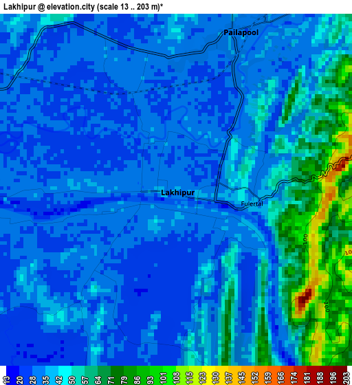 Lakhipur elevation map