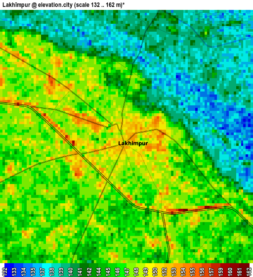 Lakhīmpur elevation map