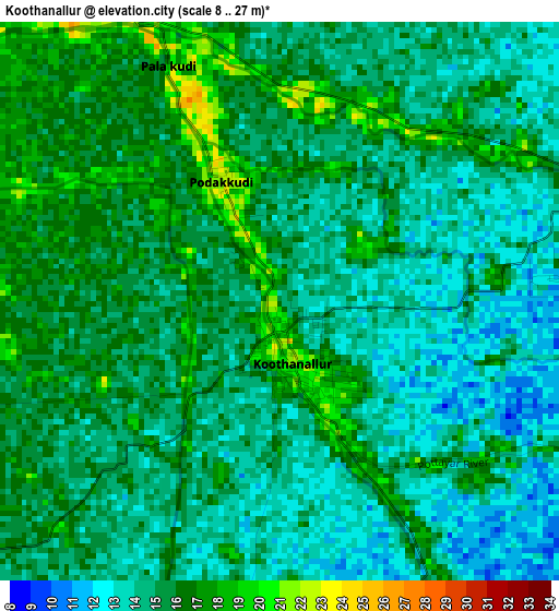 Koothanallur elevation map