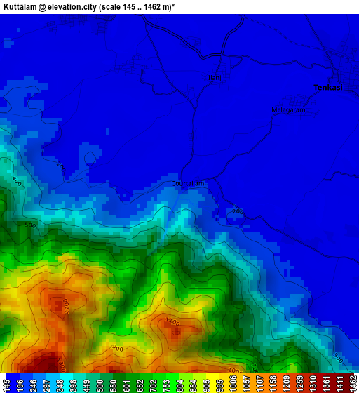 Kuttālam elevation map