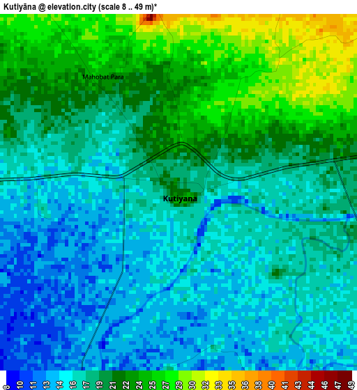 Kutiyāna elevation map