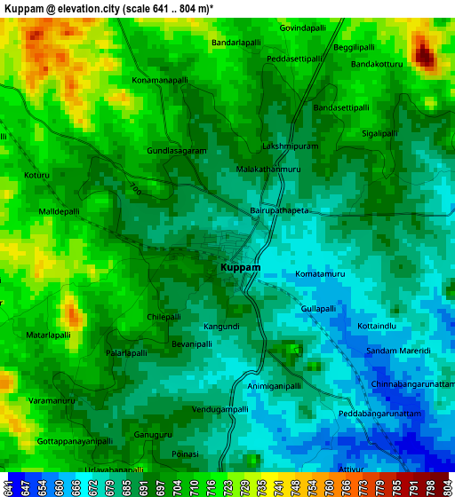 Kuppam elevation map