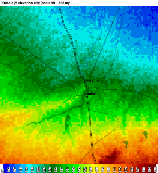 Kundla elevation map