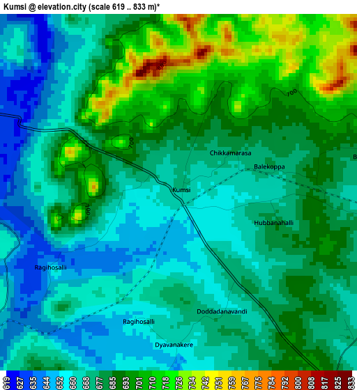 Kumsi elevation map