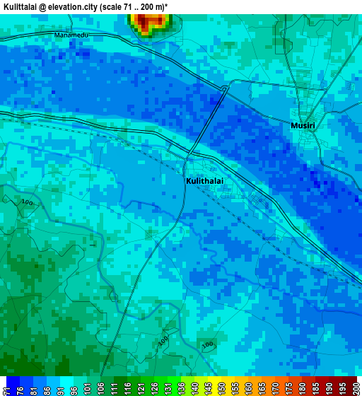 Kulittalai elevation map