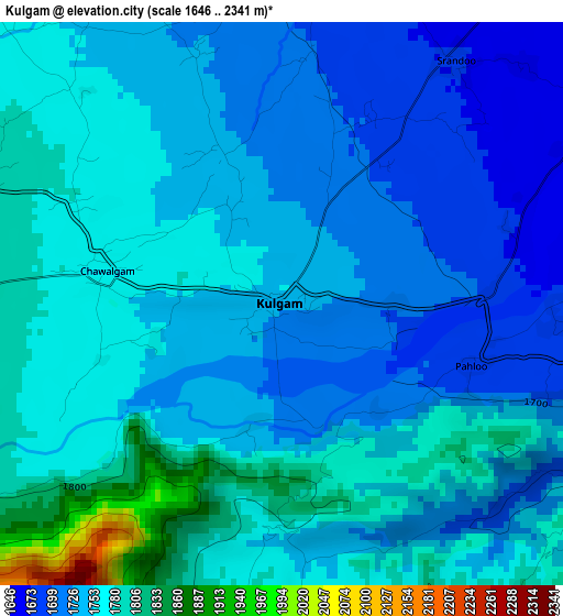 Kulgam elevation map