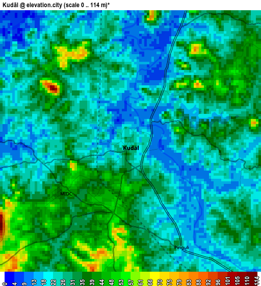 Kudāl elevation map