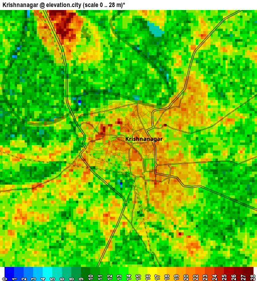 Krishnanagar elevation map