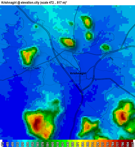 Krishnagiri elevation map