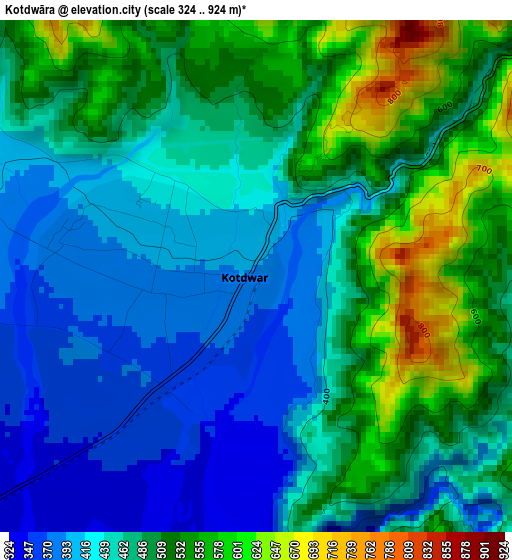 Kotdwāra elevation map