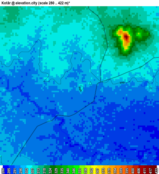 Kotār elevation map