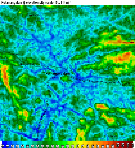 Kotamangalam elevation map