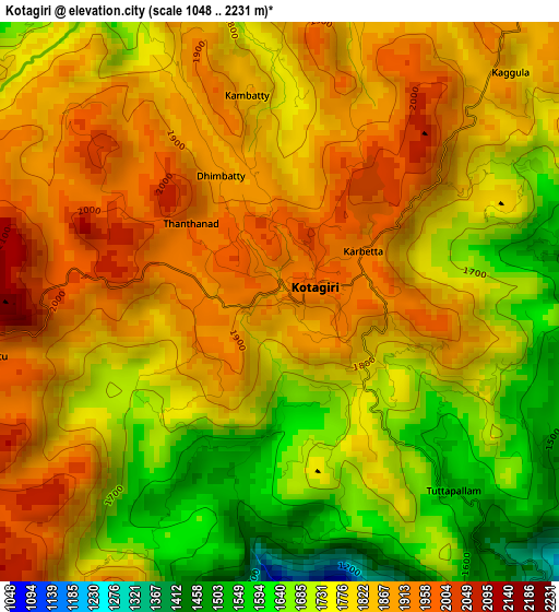 Kotagiri elevation map