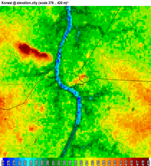 Korwai elevation map