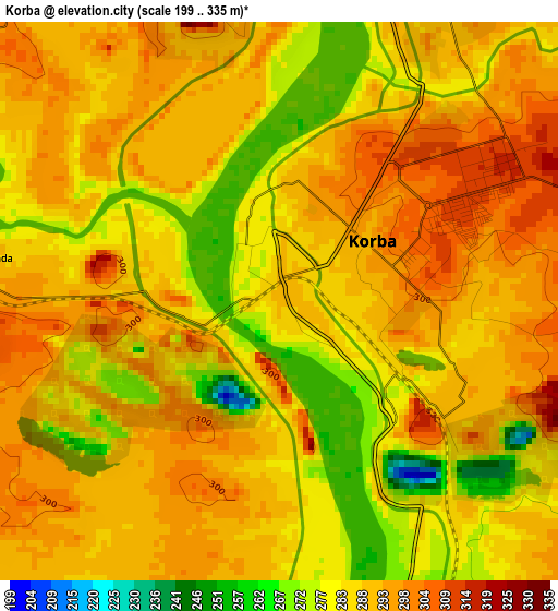 Korba elevation map