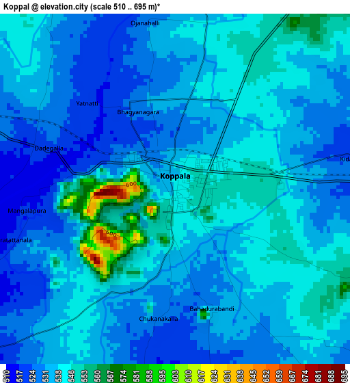 Koppal elevation map