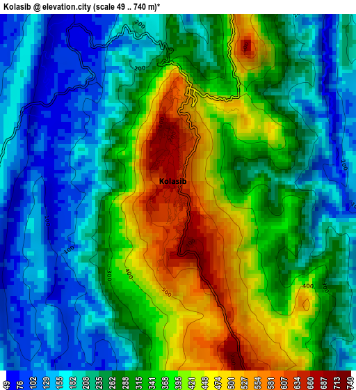 Kolasib elevation map