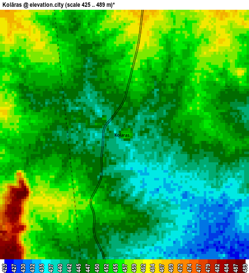 Kolāras elevation map