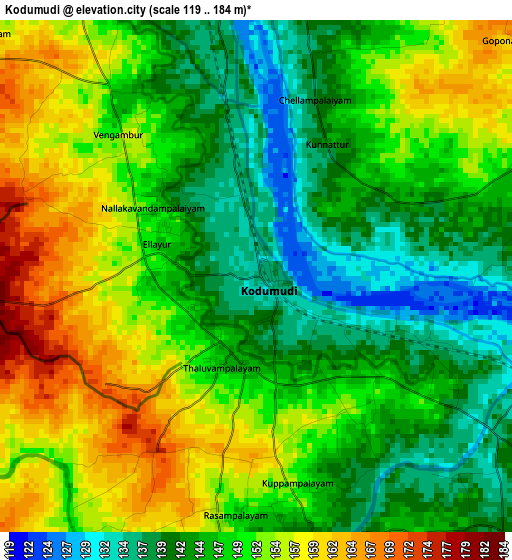 Kodumudi elevation map