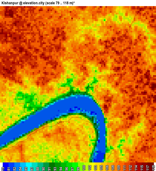 Kishanpur elevation map