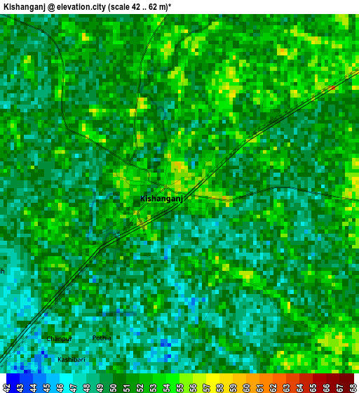 Kishanganj elevation map