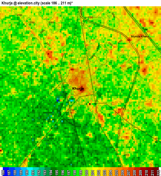 Khurja elevation map