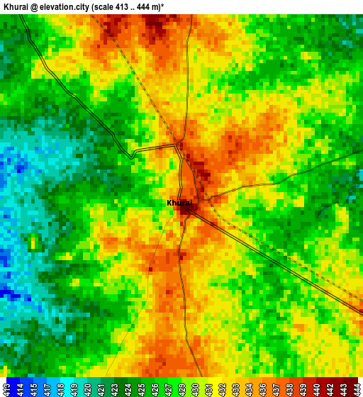 Khurai elevation map