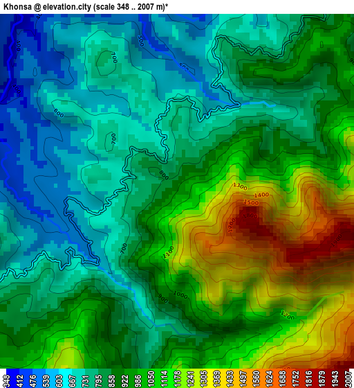 Khonsa elevation map