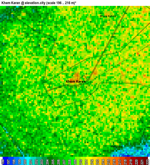 Khem Karan elevation map