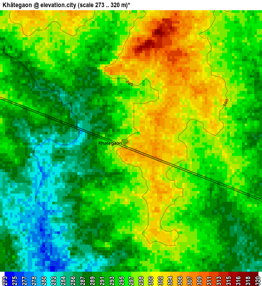 Khātegaon elevation map