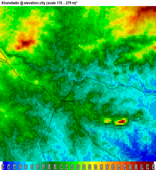 Kharsāwān elevation map