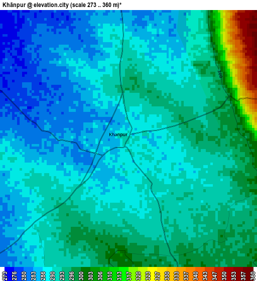 Khānpur elevation map