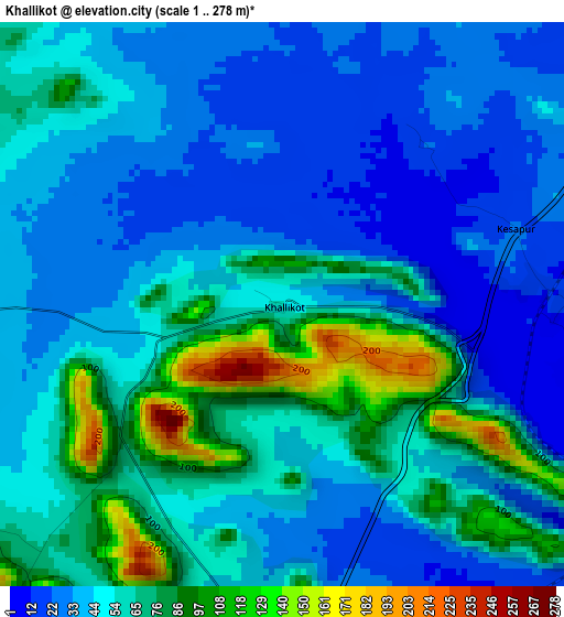 Khallikot elevation map