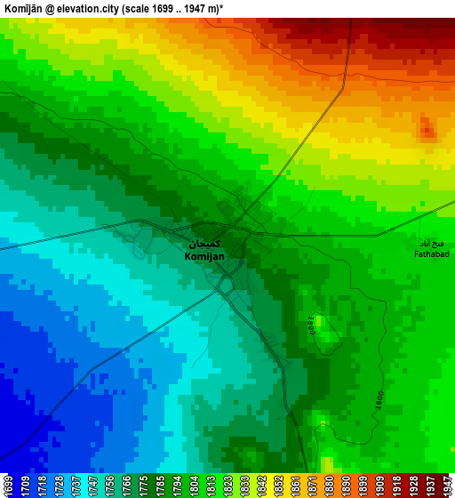 Komījān elevation map