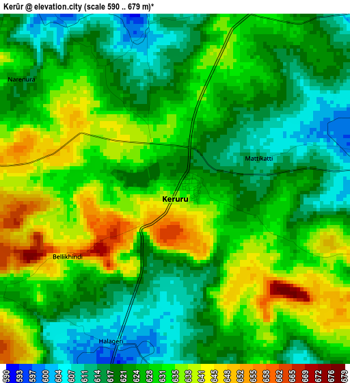 Kerūr elevation map