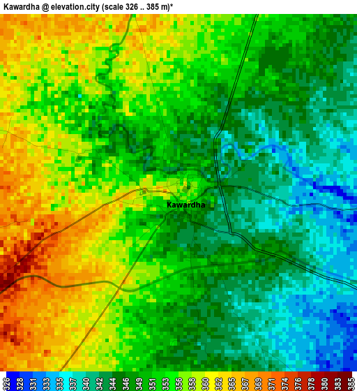 Kawardha elevation map