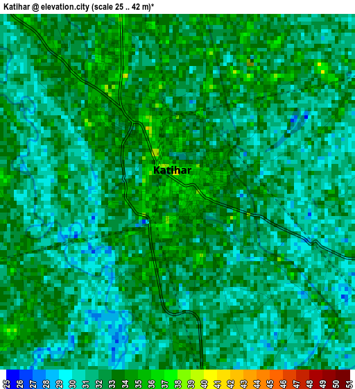 Katihar elevation map