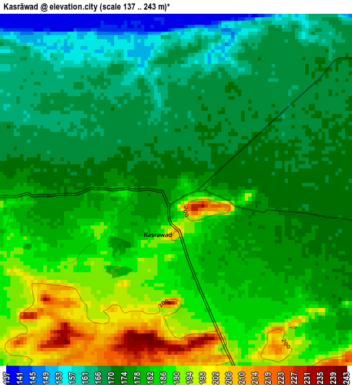 Kasrāwad elevation map