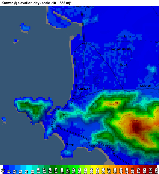 Karwar elevation map