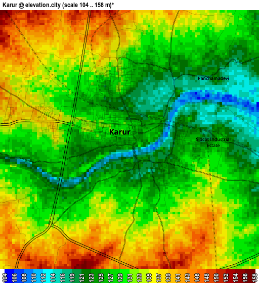 Karur elevation map