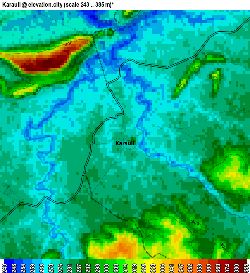 Karauli elevation map