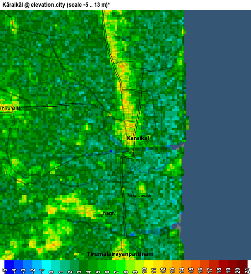 Kāraikāl elevation map