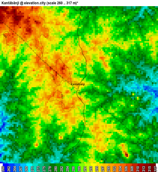 Kantābānji elevation map