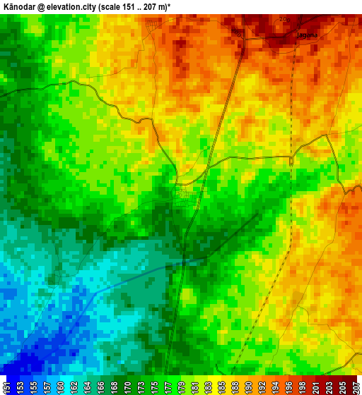 Kānodar elevation map