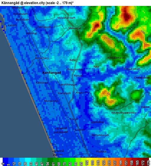 Kānnangād elevation map