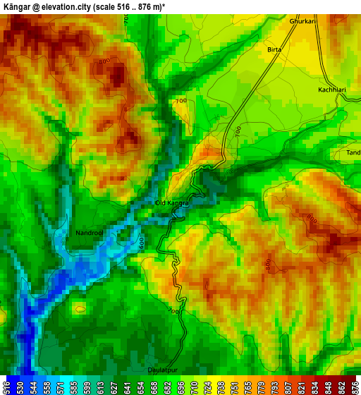 Kāngar elevation map