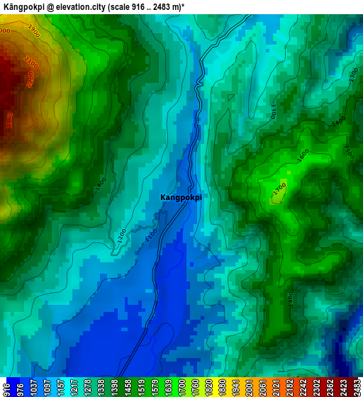 Kāngpokpi elevation map