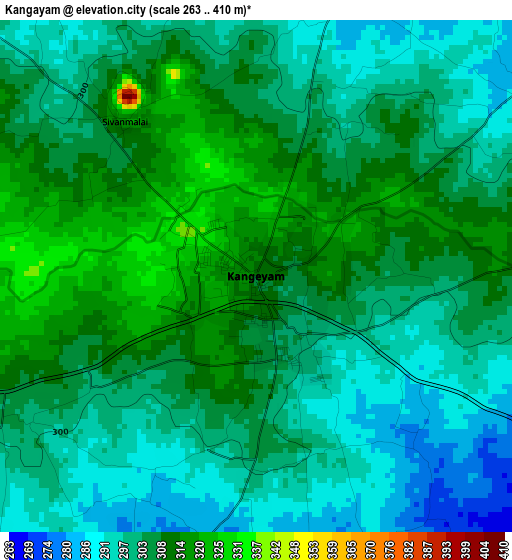 Kangayam elevation map