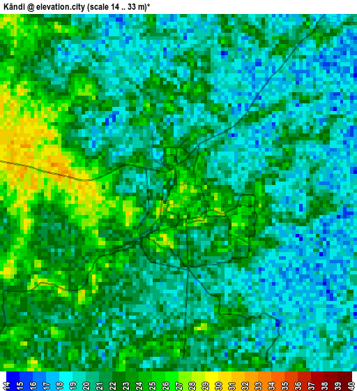 Kāndi elevation map